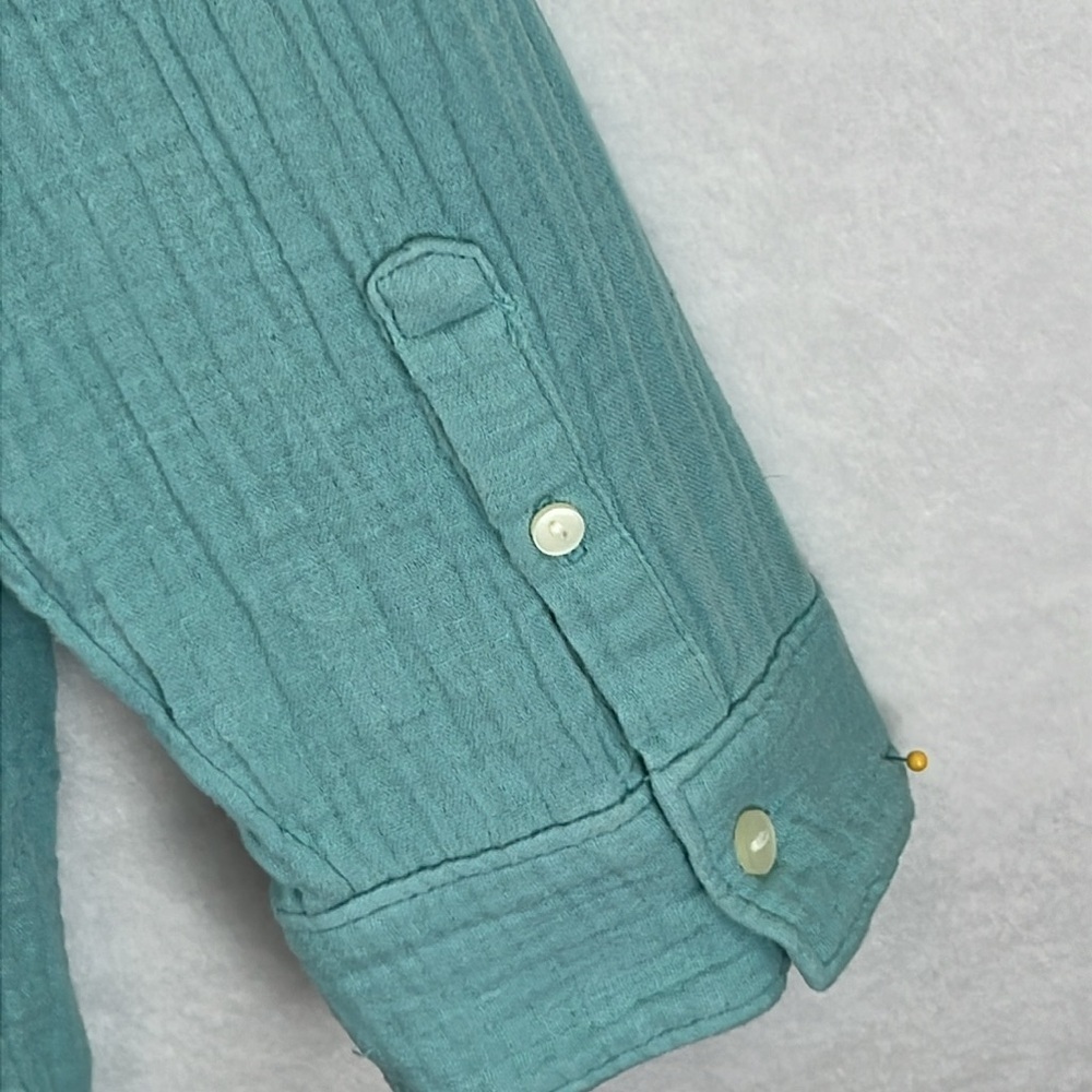 Caslon Women’s Button-Front Shirt/Tunic Sz 2X Aqua 100% Cotton Loose & Comfy Fit - Picture 9 of 11